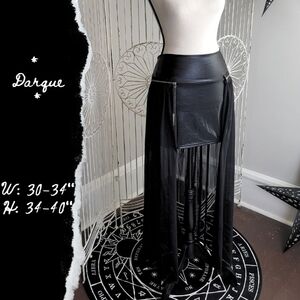 Darque Mesh Zipper Hip Black Layered Mini Maxi Skirt Goth Industrial